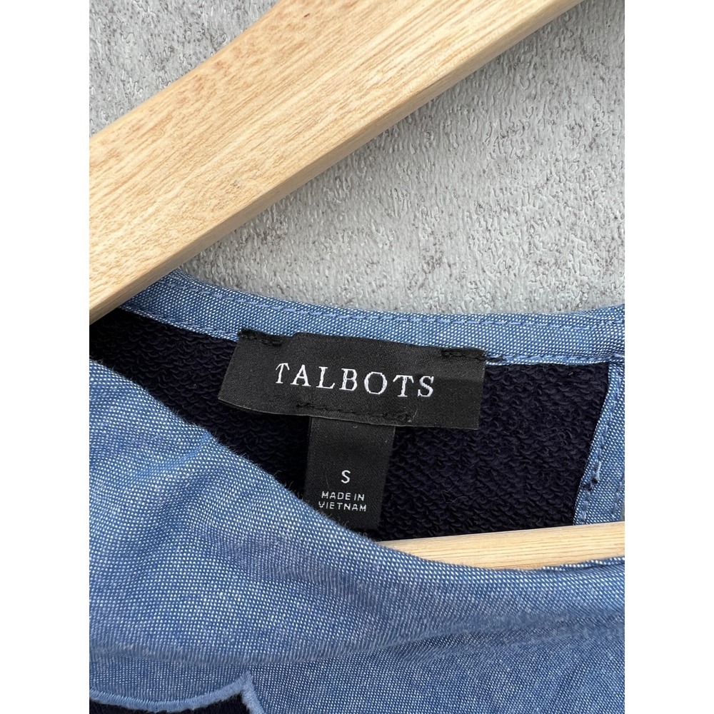 Talbots Chambray Peter Pan Collar Sweatshirt Navy… - image 3